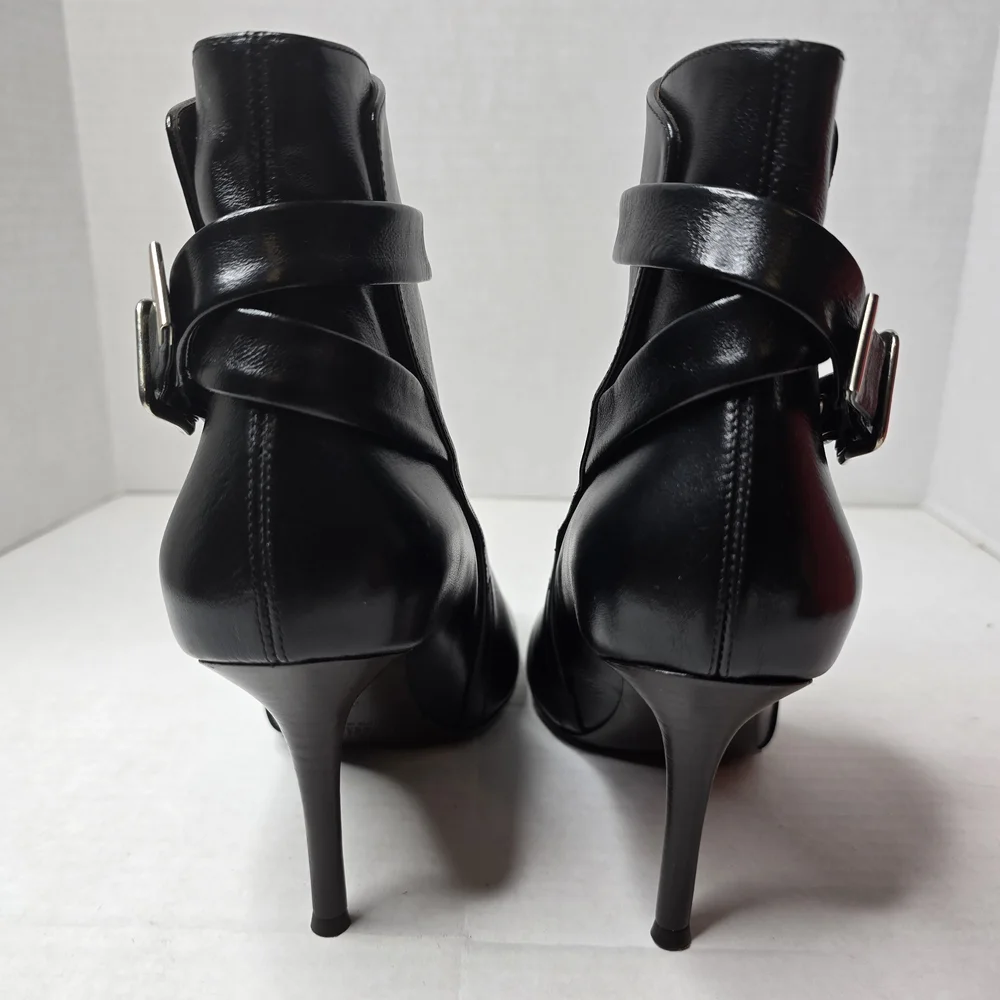 NWT Chloe Black Leather Ankle Booties, Sz 37.5 - Picture 3 of 8